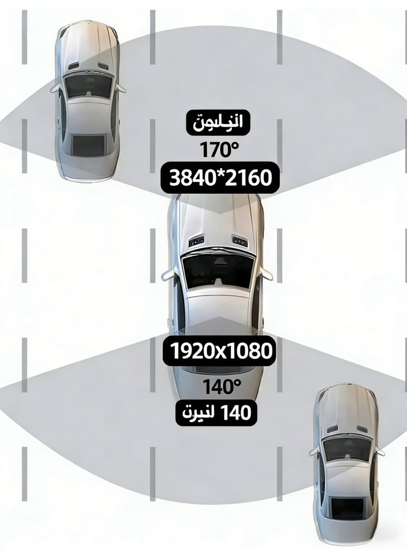 كاميرا داش كام سيارة 4K بدقة عالية عدسات مزدوجة امام وخلف - امام 3840*2160 بكسل + بطاقة 64 جيجابايت مدمجة + واي فاي داخلي + مستشعر G + جीप إس - مسجل فيديو سيارة DVR بمراقبة پاركينغ 24 ساعة - Image 2